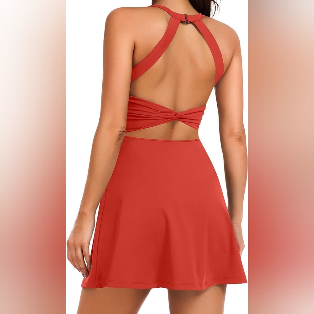 Active Dress with Built-in Shorts and Bra-Workout Athletic Activewear